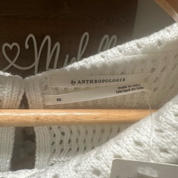 Anthropologie White Crochet Top with Black Accents. - Picture 5 of 6